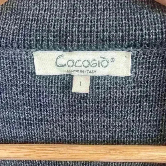 Cocogio Merino Wool Blend Grey Button Cardigan/Blazer Women's Size Large Italy - Picture 4 of 7